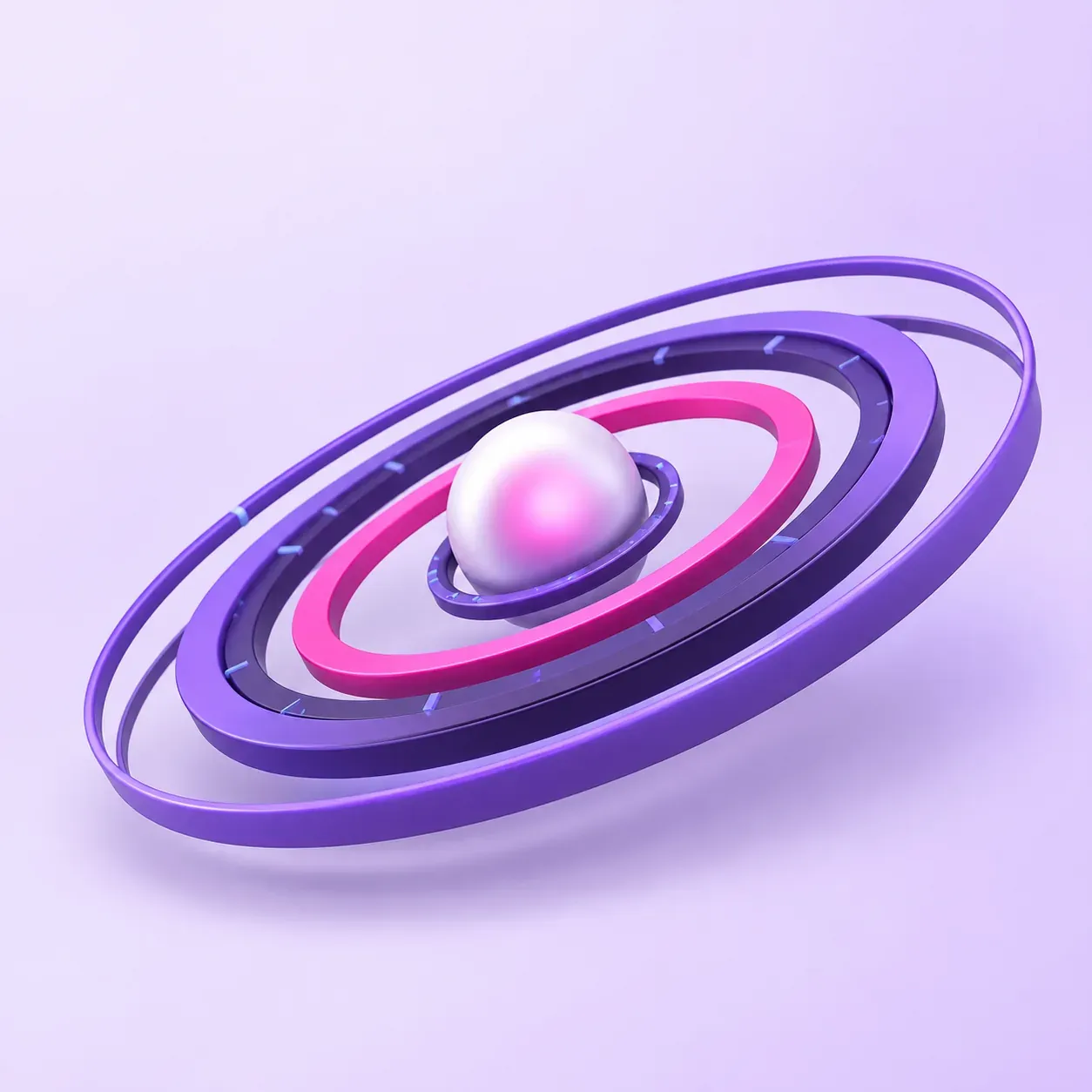 Anillos concéntricos de luz violeta y magenta girando alrededor de un núcleo brillante.